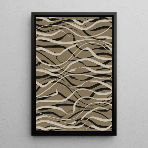 Reproduction of the painting Bohemian Painting - Beige and Black Waves
