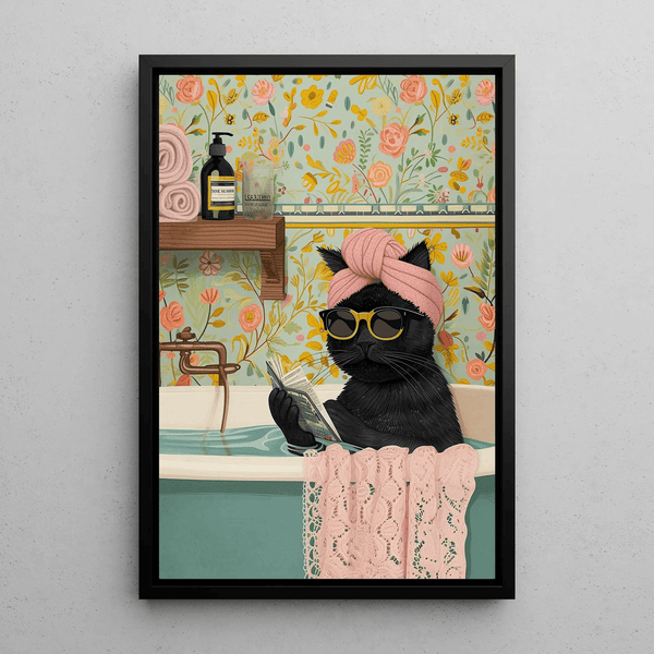 Relaxing Cat Painting in the Bathtub