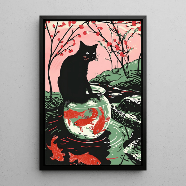 Painting of a Cat and Fish Bowl