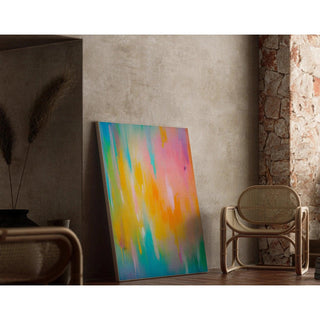 Tableau Coloré – Cascade Pastel | Affiche Abstraite aux Tons Doux et Fluides | Déco Murale Moderne et Lumineuse pour Salon ou Chambre