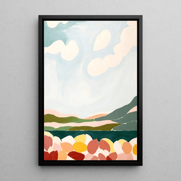 Painting Coloré – Douceur de Collines | Poster Abstraite Paysage Pastel | Déco Apaisante pour Salon, Chambre ou Entrée