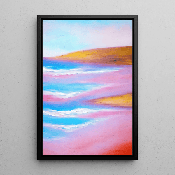 Painting Coloré – Plage Pastel | Poster Paysage Marin Couleurs Douces | Déco Apaisante pour Salon, Chambre ou Bureau