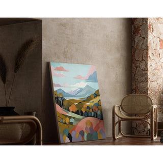 Tableau Coloré – Soleil d’Argile | Affiche Abstraite Tons Terre et Paysage Minimaliste | Déco Chaleureuse pour Salon ou Bureau