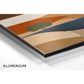 Tableau Coloré – Soleil d’Argile | Affiche Paysage Stylisé Terre Cuite et Tons Naturels | Déco Bohème pour Salon ou Chambre