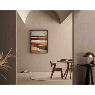 Tableau Coloré – Soleil d’Argile | Affiche Paysage Stylisé Terre Cuite et Tons Naturels | Déco Bohème pour Salon ou Chambre