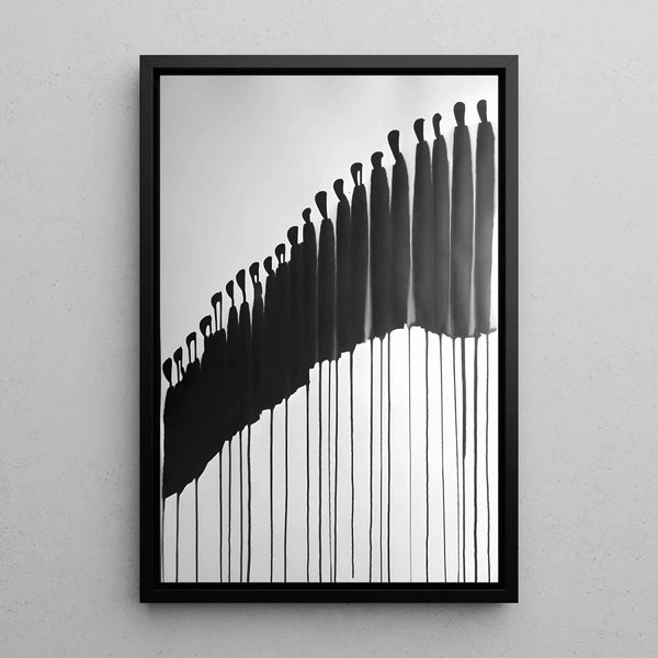 Decorative Painting – Silent Procession | Minimalist Black and White Poster