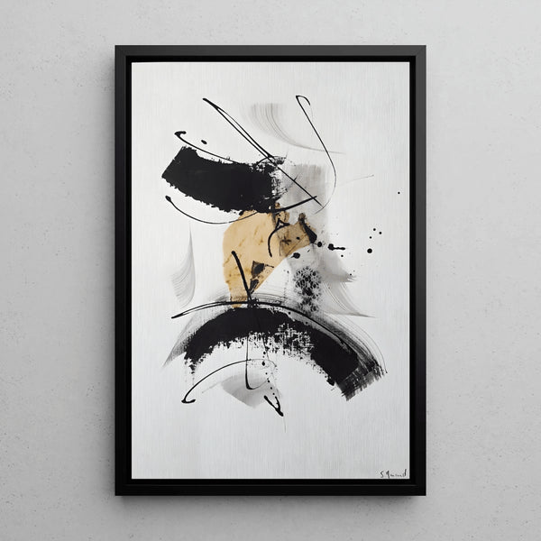 Abstract Energy Design – Dynamic Poster in Black, White, and Beige | Modern Artistic Poster for Contemporary Interior