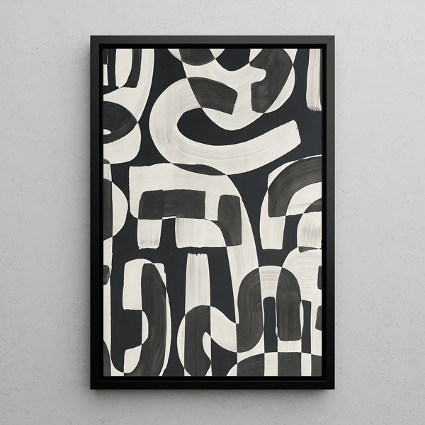 Abstract Curves Design – Modern Black and White Geometric Poster | Elegant Minimalist Poster for Living Room or Office