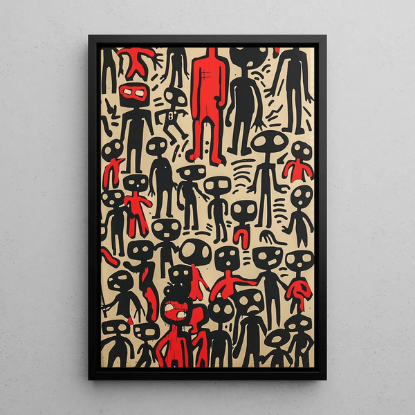Pop Art Painting – Abstract Figures | Urban Graphic Poster Red and Black