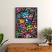Pop Art Painting – Jungle Feline | Colorful Poster of Playful Cats