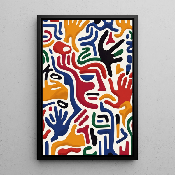 Pop Art Painting – Movement of Hands | Colorful Abstract Poster with Stylized Hands