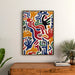 Pop Art Painting – Movement of Hands | Colorful Abstract Poster with Stylized Hands