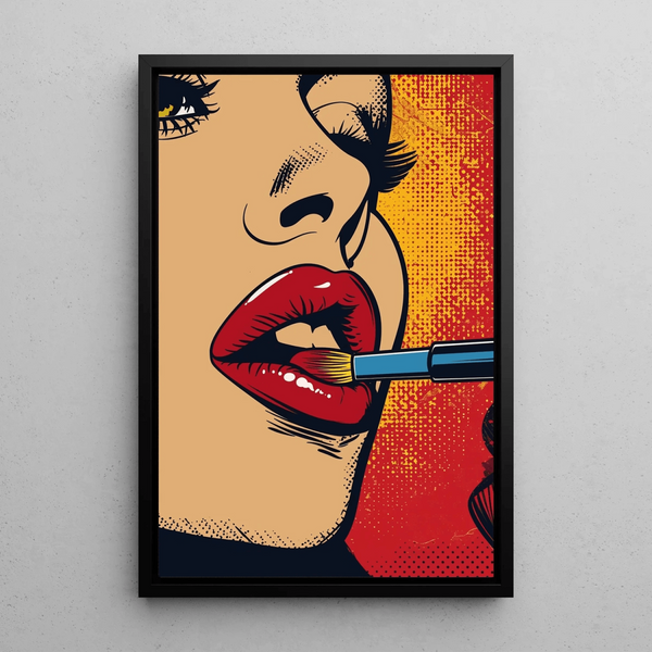 Pop Art Painting – Lipstick | Colorful Glamour Poster in Lichtenstein Style