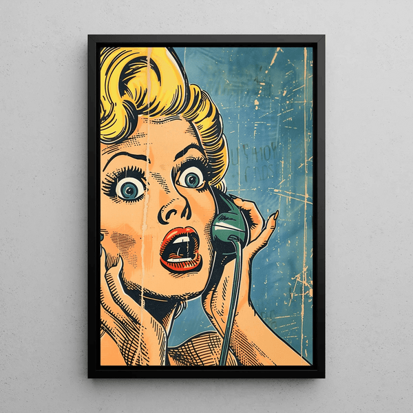 Pop Art Painting – Surprise on the Phone | Vintage Retro Style Poster Comic Book