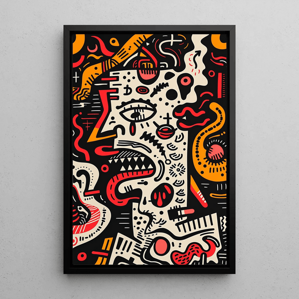 Pop Art Painting – Deconstructed Face | Colorful Abstract Poster in Raw Graphic Style