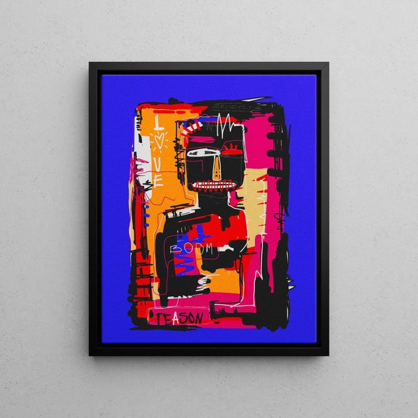Street Art Painting – Love Boom | Colorful Poster in Basquiat Pop Art Style | Modern Urban Poster for Dynamic Decor