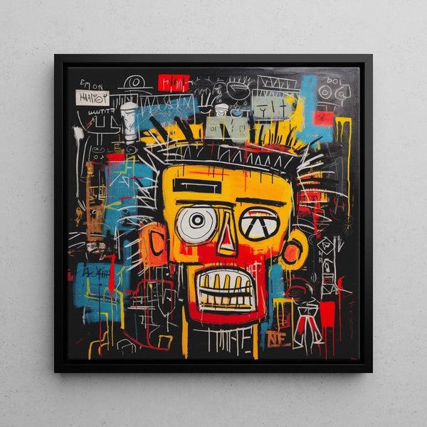 Street Art Painting – Yellow Mask | Stylized Head Poster with Bright Colors