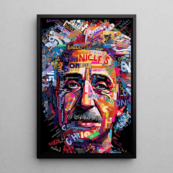 Street Art Poster – Modern Einstein Mosaic | Colorful Typographic Portrait Poster