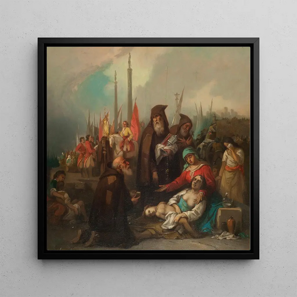historique Secours à des pestiférés - Federico de Madrazo y Kuntz — framed artwork on a wall
