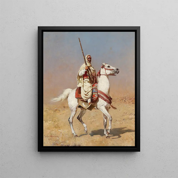 Arab Painting on a Gray Horse - Tadeusz Ajdukiewicz — framed artwork on a wall