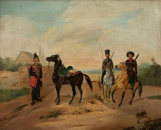 Trois cavaliers sur la route - Tadeusz Brodowski — artwork view