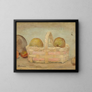 Apples in a Basket - Tadeusz Makowski — framed artwork on a wall