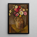 Asters and Zinnias in a Terracotta Pitcher - Tadeusz Makowski — framed artwork on a wall