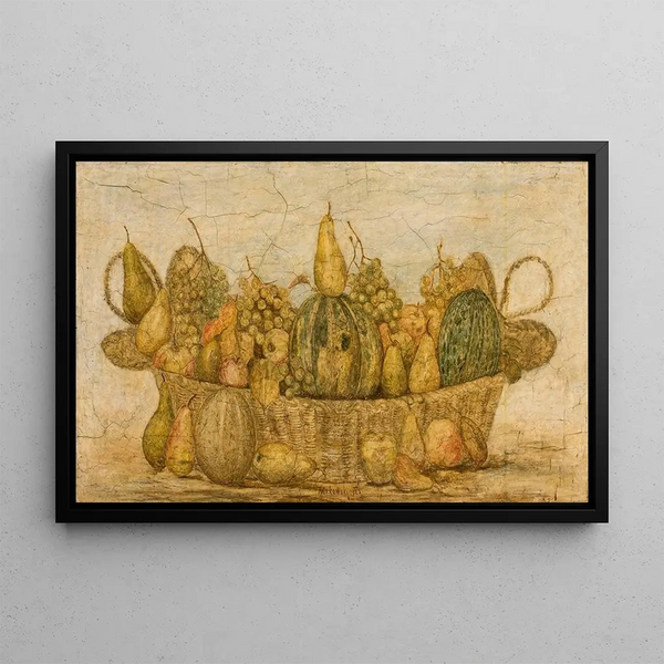 Fruit Basket Painting - Tadeusz Makowski — framed artwork on a wall