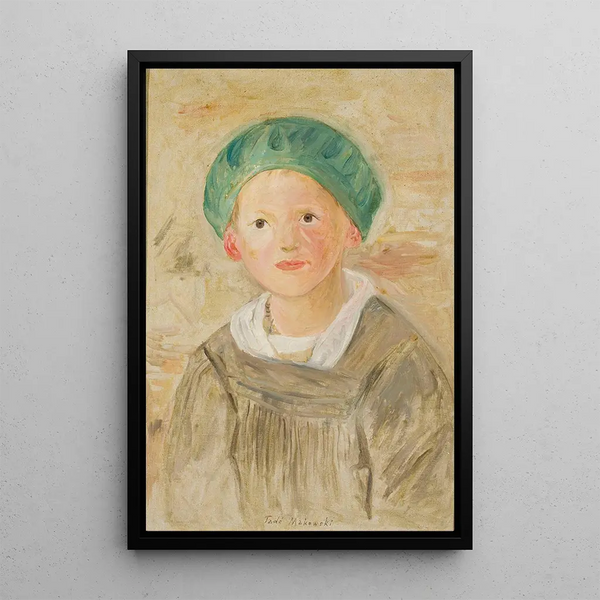Boy with Green Cap - Tadeusz Makowski — framed artwork on a wall