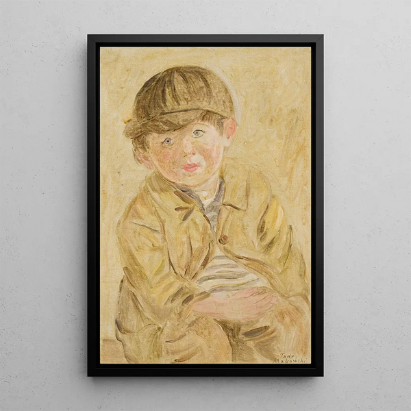 Boy with Cap and Visor - Tadeusz Makowski — framed artwork on a wall