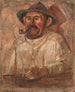 Bust of a man with a hat and a pipe - Tadeusz Makowski — artwork view