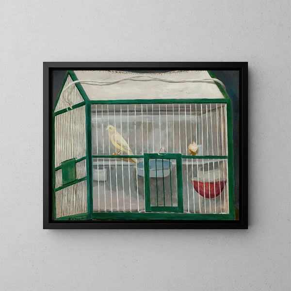 Cage with a Canary - Tadeusz Makowski — framed artwork on a wall