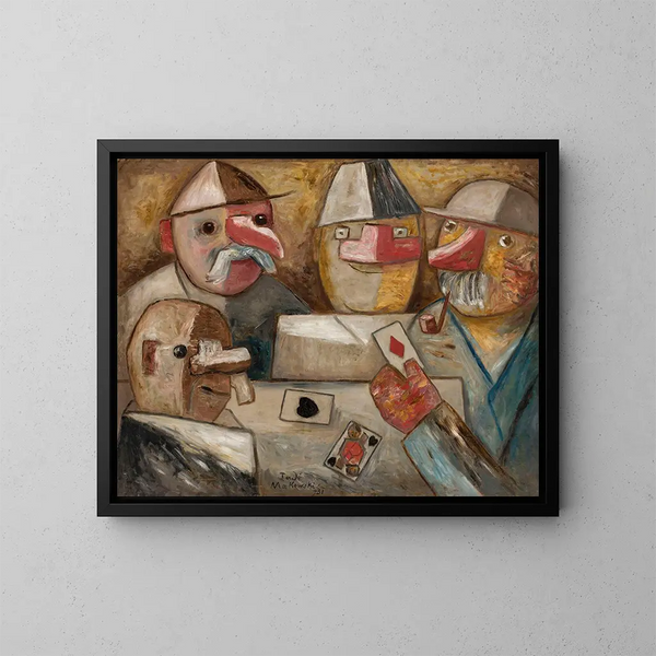 Card game - Tadeusz Makowski — framed artwork on a wall