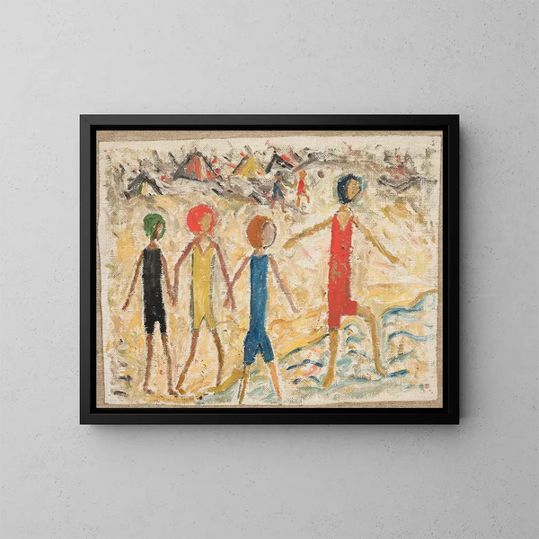 Children on a Beach - Tadeusz Makowski — framed artwork on a wall