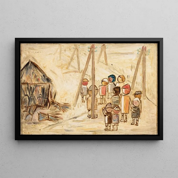 Children on a Road - Tadeusz Makowski — framed artwork on a wall