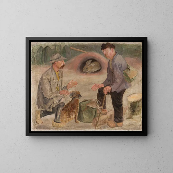 Conversation avec un chasseur - Tadeusz Makowski — framed artwork on a wall