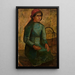Girl in a green dress with basket - Tadeusz Makowski — framed artwork on a wall