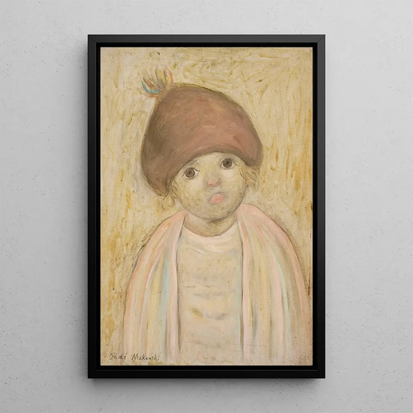 Little girl with beret with pom-pom - Tadeusz Makowski — framed artwork on a wall