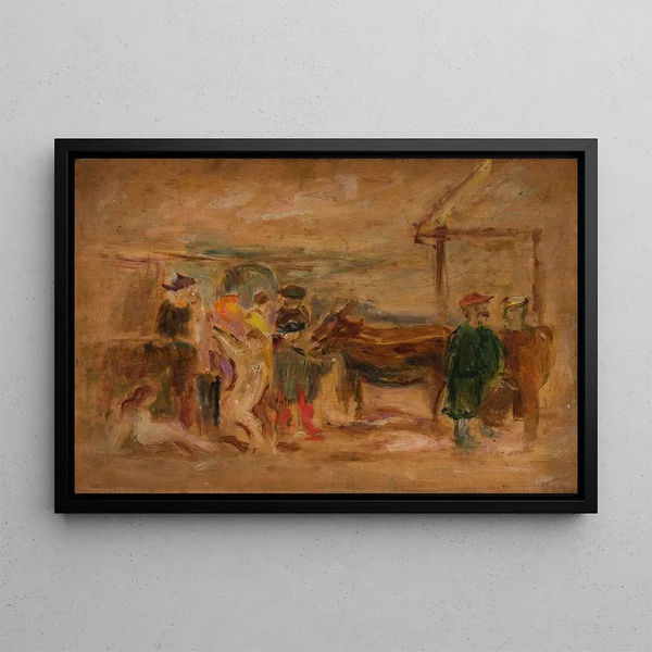 Scene figurative avec des ânes - Tadeusz Makowski — framed artwork on a wall