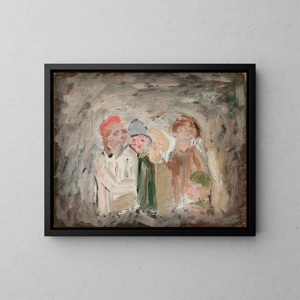 Five Children - Tadeusz Makowski — framed artwork on a wall