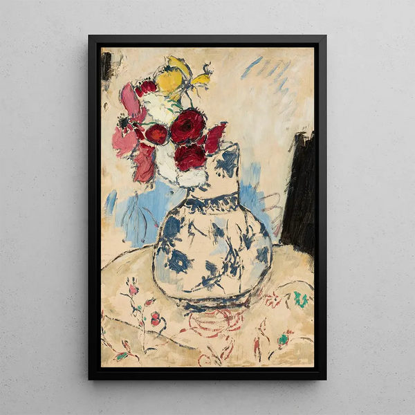 Flowers in a Vase - Tadeusz Makowski — framed artwork on a wall