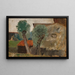 Fragment of a house with two trees - Tadeusz Makowski — framed artwork on a wall