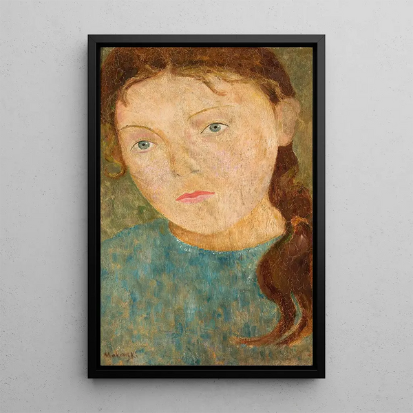 Girl with Red Braided Hair - Tadeusz Makowski — framed artwork on a wall