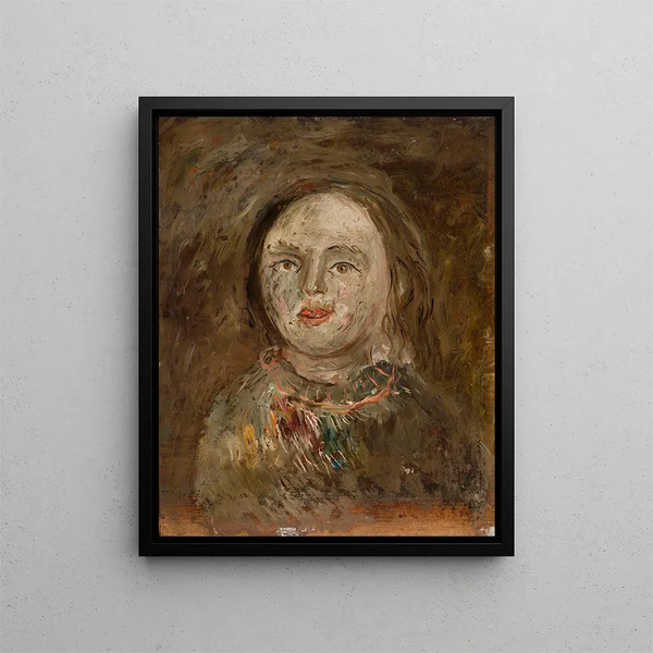 La tête de la fille - Tadeusz Makowski — framed artwork on a wall
