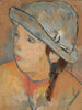The head of a girl with a blue hat - Tadeusz Makowski — artwork view