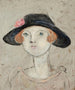 a woman's head with a black hat - Tadeusz Makowski — artwork view