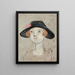 a woman's head with a black hat - Tadeusz Makowski — framed artwork on a wall