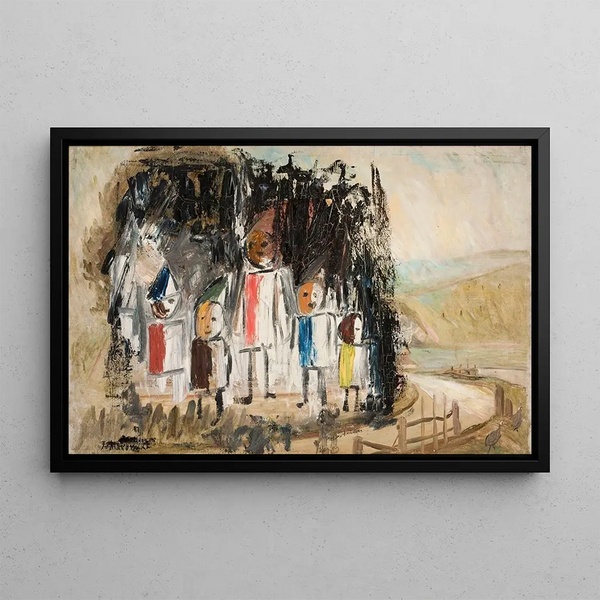Group of Children - Tadeusz Makowski — framed artwork on a wall