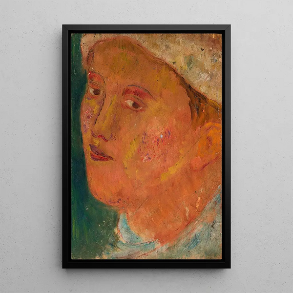 Head of Girl with Hat - Tadeusz Makowski — framed artwork on a wall