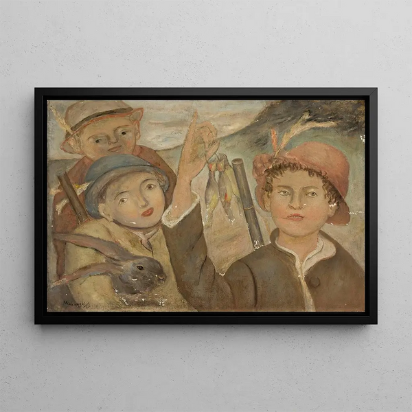 Hunting game painting - Tadeusz Makowski — framed artwork on a wall